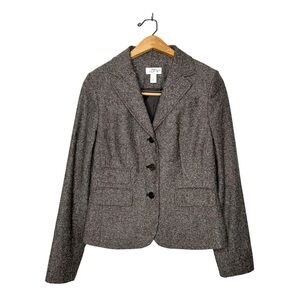 Ann‎ Taylor LOFT Neutral Wool Blend Tweed Business Casual Blazer Jacket 4